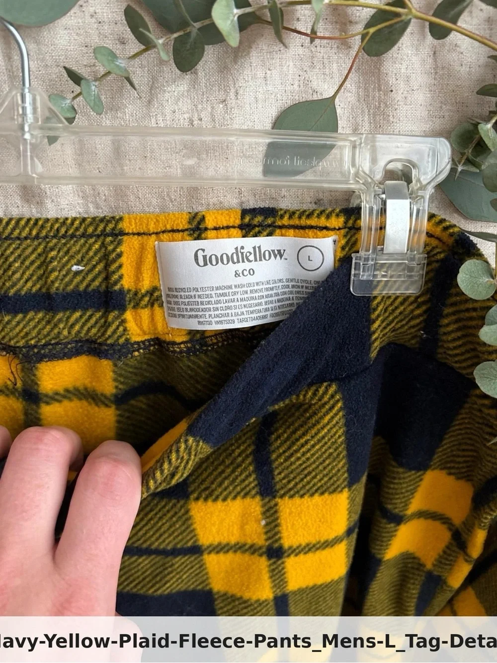 Goodfellow & Co Navy and Yellow Plaid Fleece Pajama Pants